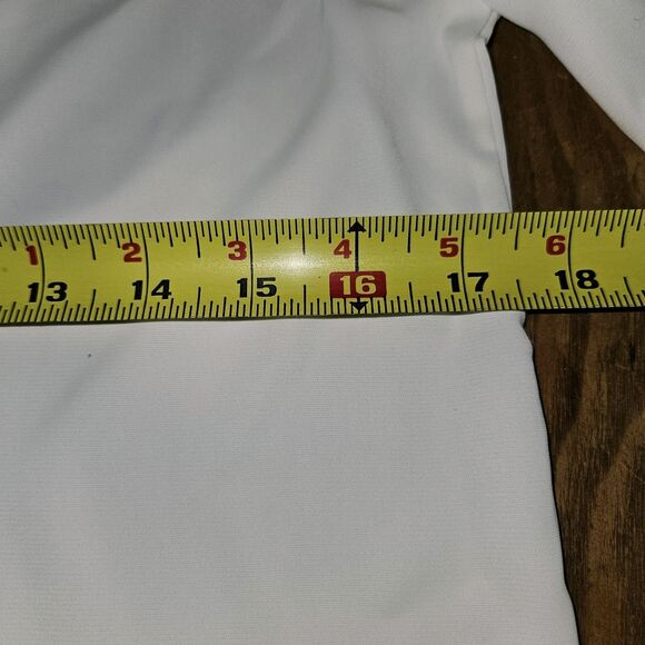 NEW LYANER White Frill Mock-Neck Blouse Size S – Pleated Long-Sleeve Feminine To - Picture 7 of 8